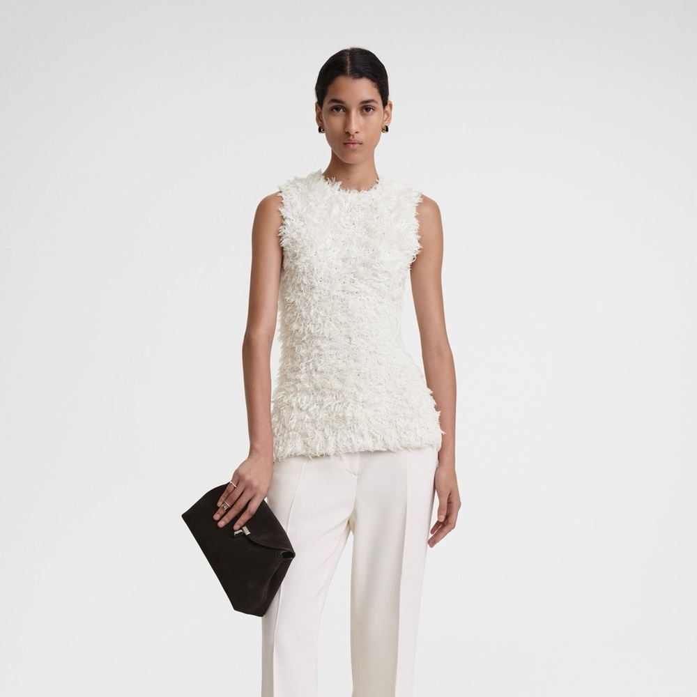 NWT Toteme curly mulberry silk top in white